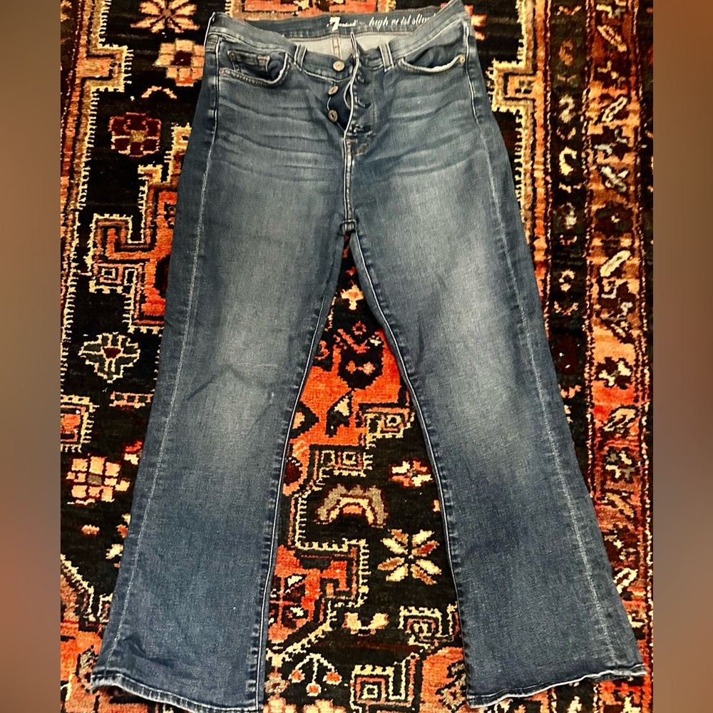 7 For All Mankind Dark Blue Flare Jeans